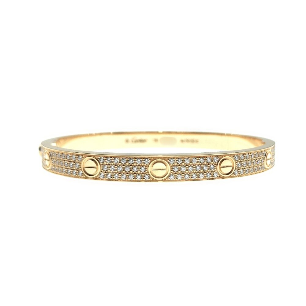 Cartier Love bracelet, pavé diamonds, 18K yellow gold, size 19